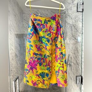 Cult Gaia “Celia” Jacquard Skirt – Bold Floral with ring accent detail size 2